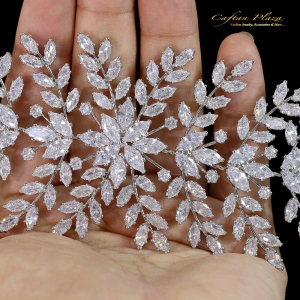 Cubic Zirkonia AAA+ Diadem/ Kopfschmuck "Fleur IV" ( Marquiseschliff) – Bild 4