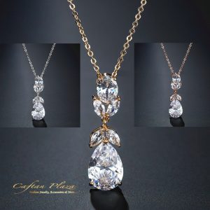 Damen Halskette mit Anhänger Marlen CZ AAA+ ( Marquise-/Tropfenschliff) in 3 Farben