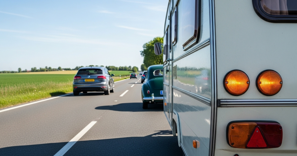 Caravan signaling with indicators to allow following vehicles to understand its move.