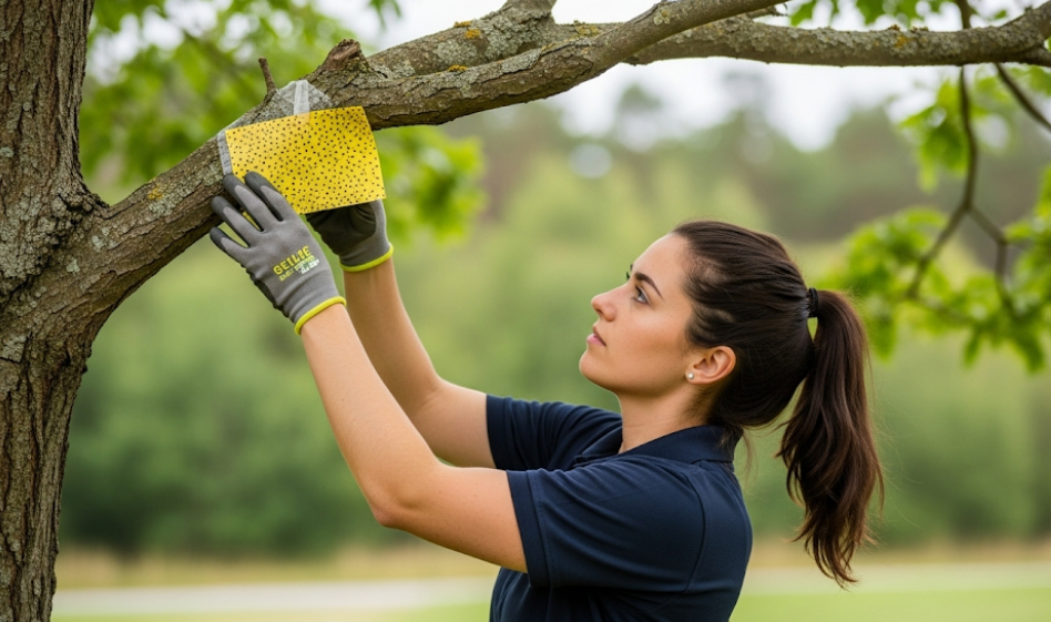 Applying non-chemical pest control on trees using beneficial insects and traps in Cairns