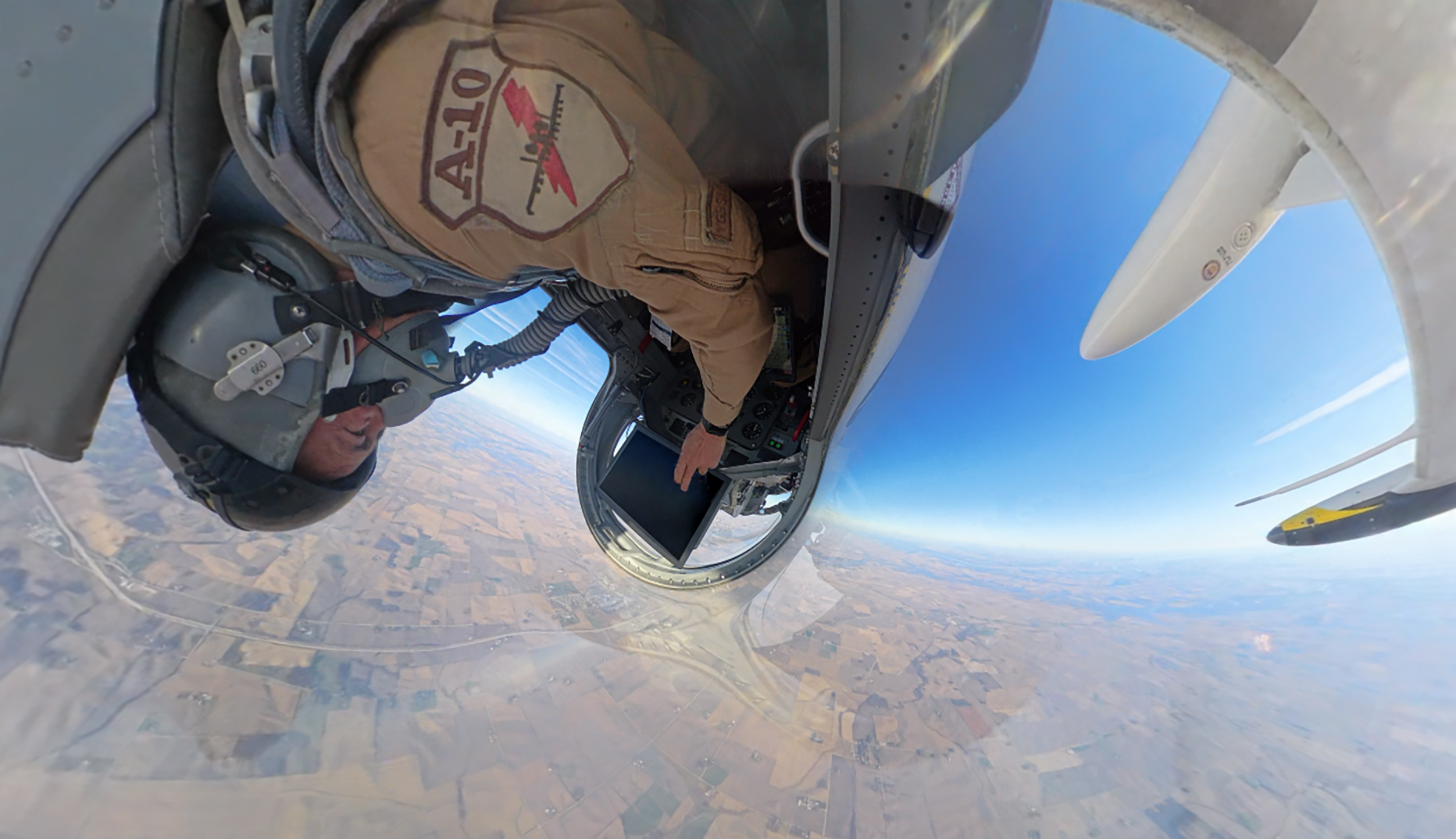 The cockpit of an L-39 during a airborne exercise.