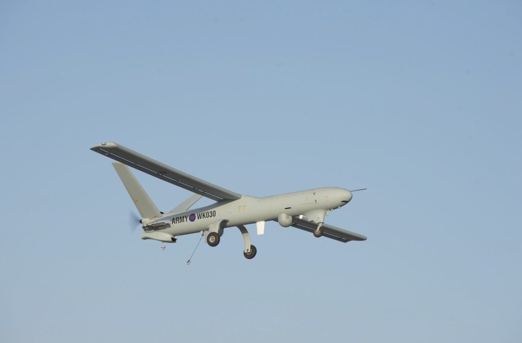 a Watchkeeper unmanned aerial vehicle (UAV) in Camp Bastion, Helmand, Afghanistan