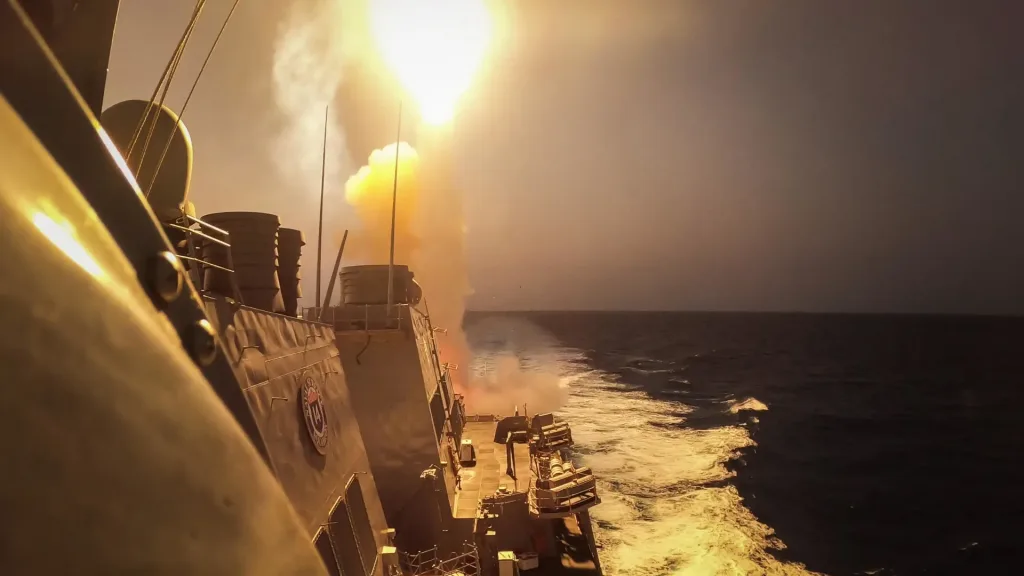 USS Carney intercepts a Houthi threat. Sub-peer opponents now pose a credible challenge to air and missile defence capabilities.