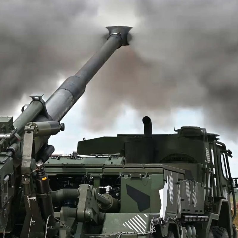 The Patria ARVE firing from the rear. 