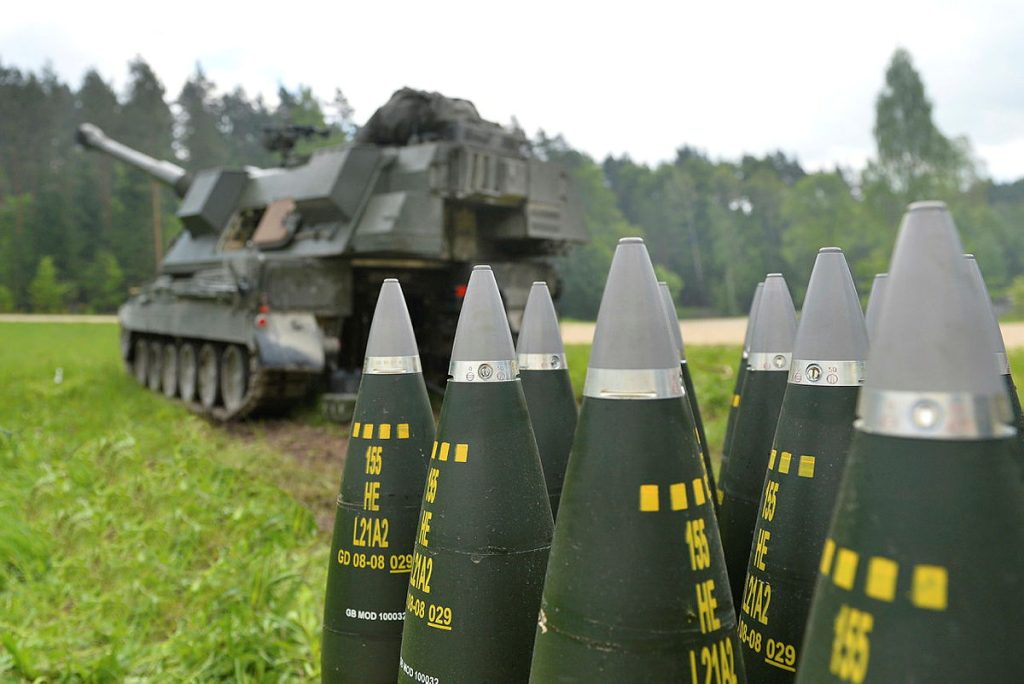 An AS90 howitzer with ammunition as part of a live fire exercise in 2013.
