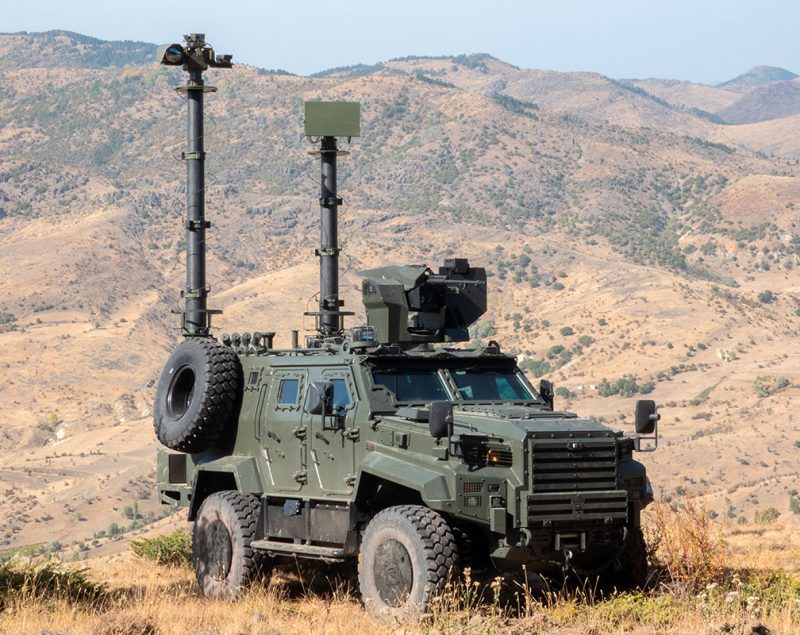 An Ejder Yalcin armoured vehicle configured to carry ISTAR equipment.
