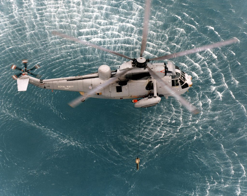 A Sea King dips a sonar during an exercise. DSEI 2025 will see the UK try to balance traditional systems like this with a greater quantity of autonomous platforms.