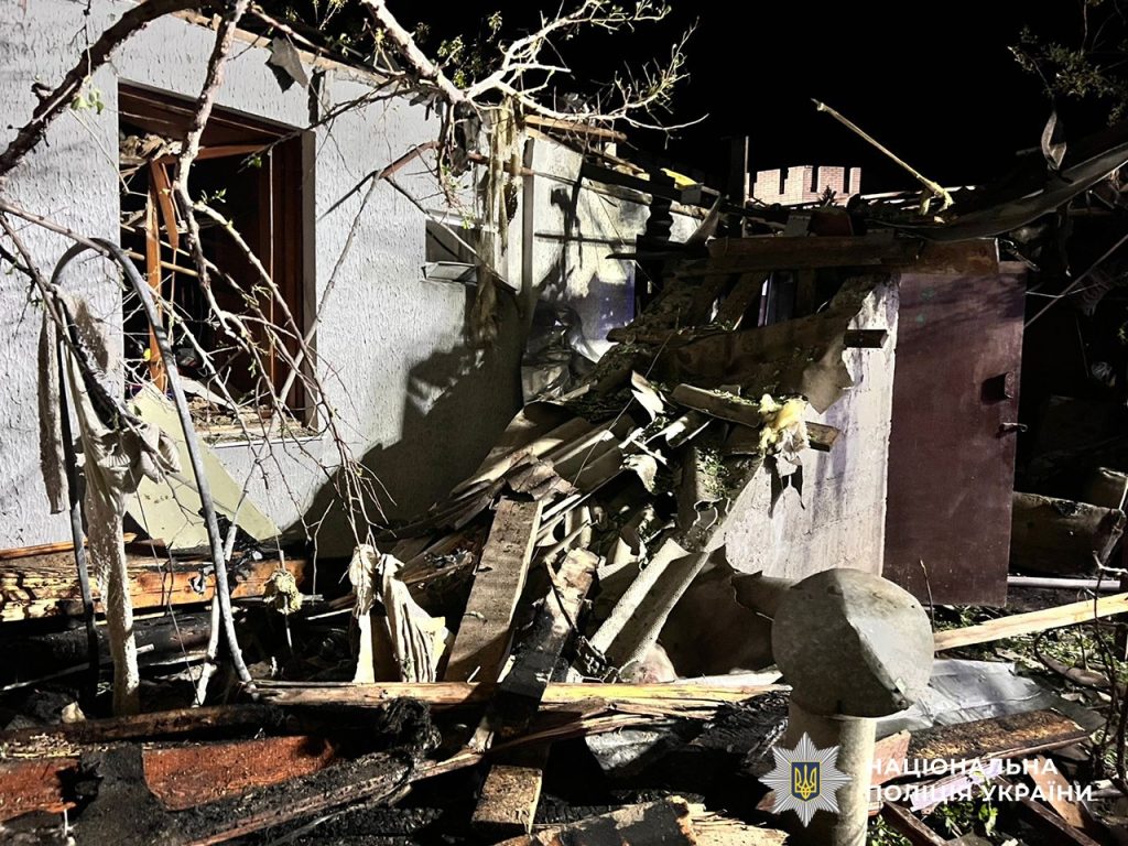 A Ukrainian house damaged by a Shahed attack drone.