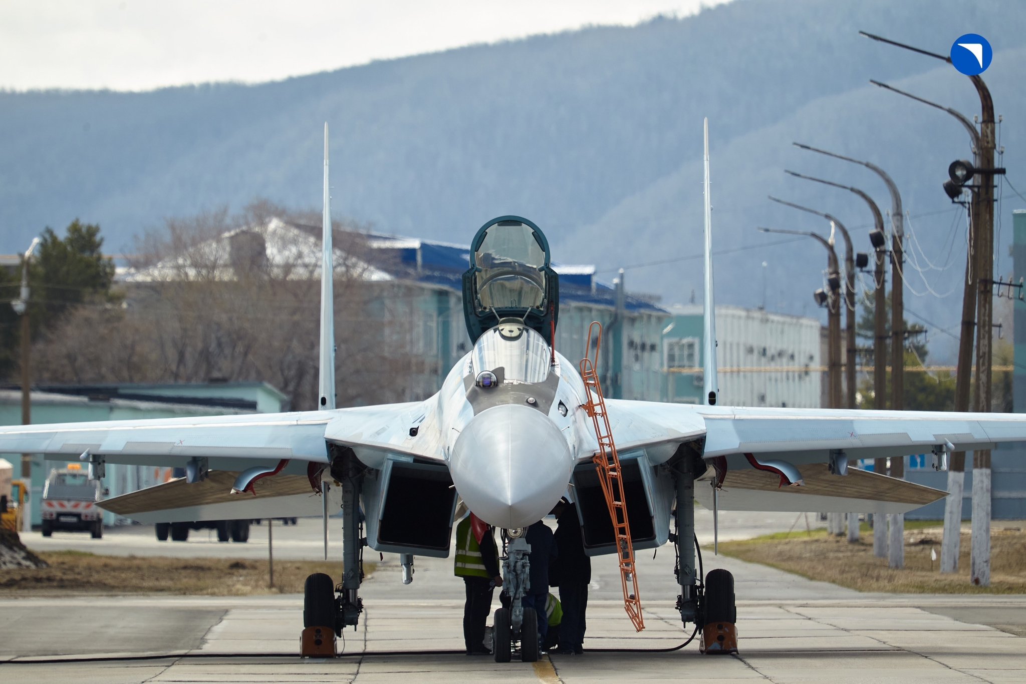 A Su-35S being prepped for delivery to the Russian Aerospace Forces.