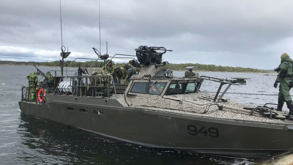 A CB90 combat boat in Swedish service.
