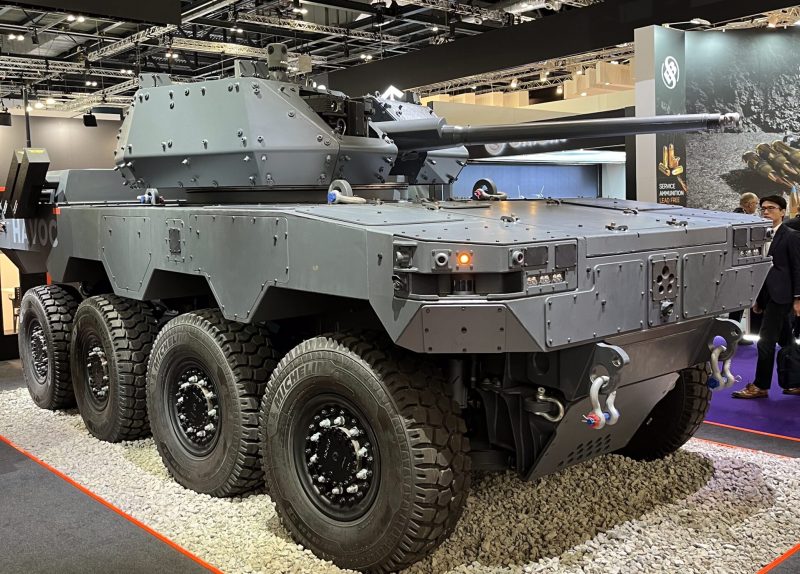 `The HAVOC robotic combat vehicle on display at DSEI UK 2025.