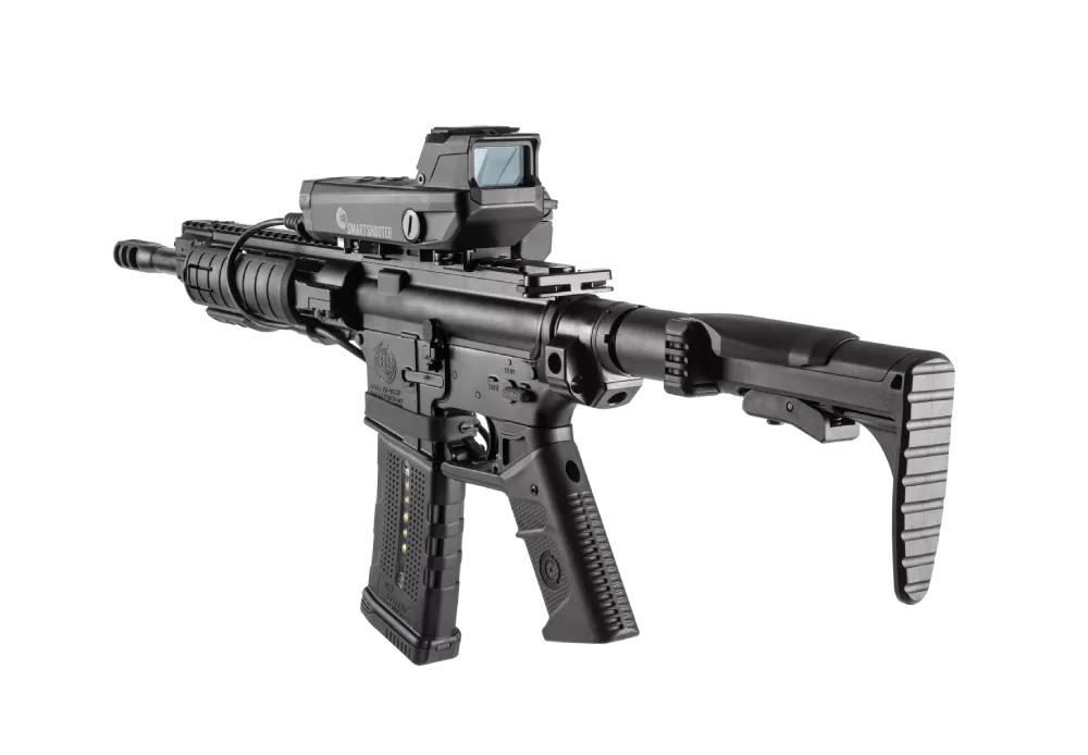 The SMASH 3000 sight integrated onto an assault rifle.