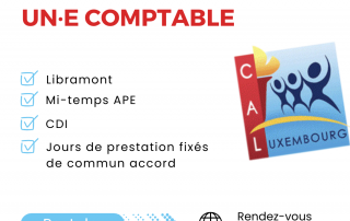 L’asbl Centre d’Action Laïque du Luxembourg recherche un-e comptable pour un contrat à durée indéterminée à mi-temps APE CP 329.02 – échelon 4.1 Jours de prestation fixés de commun accord