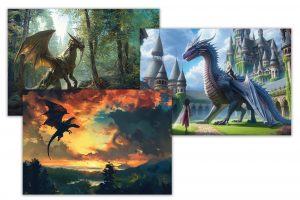The Elemental Saga: Three physical postcards
