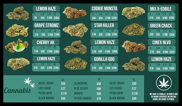 Cannabis Club Menu