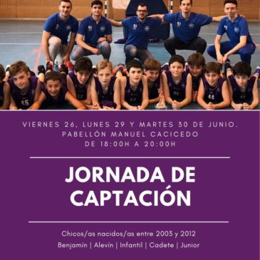 Jornada de captación el viernes 26, lunes 29 y martes 30 de junio.