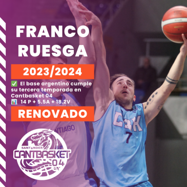 Franco Ruesga jugará su tercera temporada con Cantbasket 04 en la Liga EBA