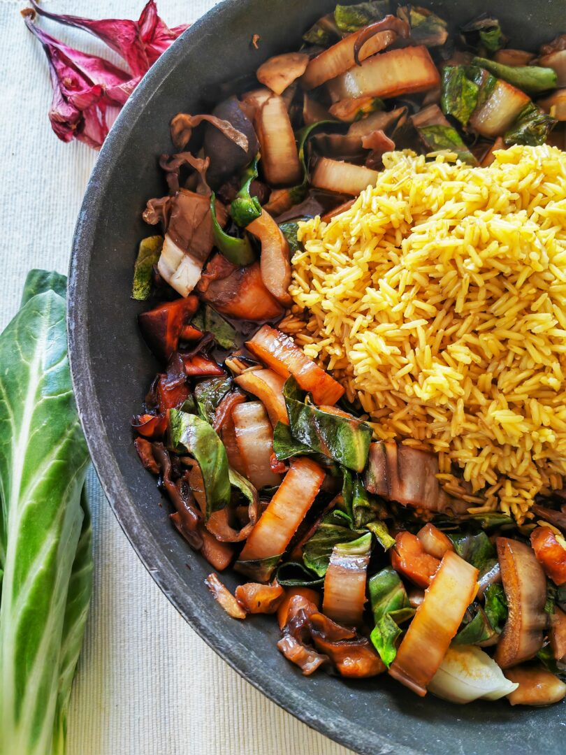 Pak Choi mit Champignons und Reis - Cappotella