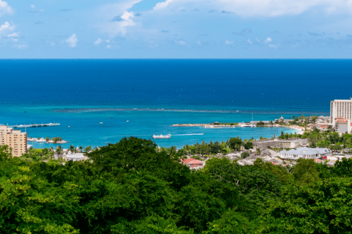 View of Ocho Rios, Jamaica, on a sunny day