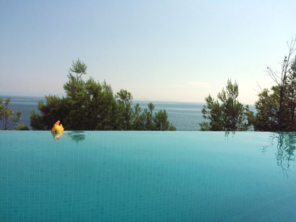 Luxury villa infinity pool sea view pool toy pine trees