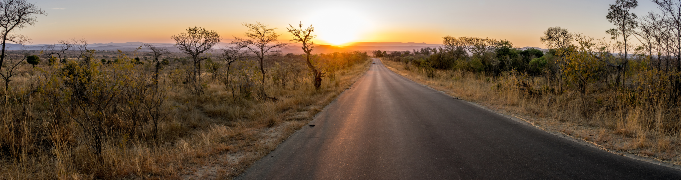 Coucher de soleil dans le parc national Kruger