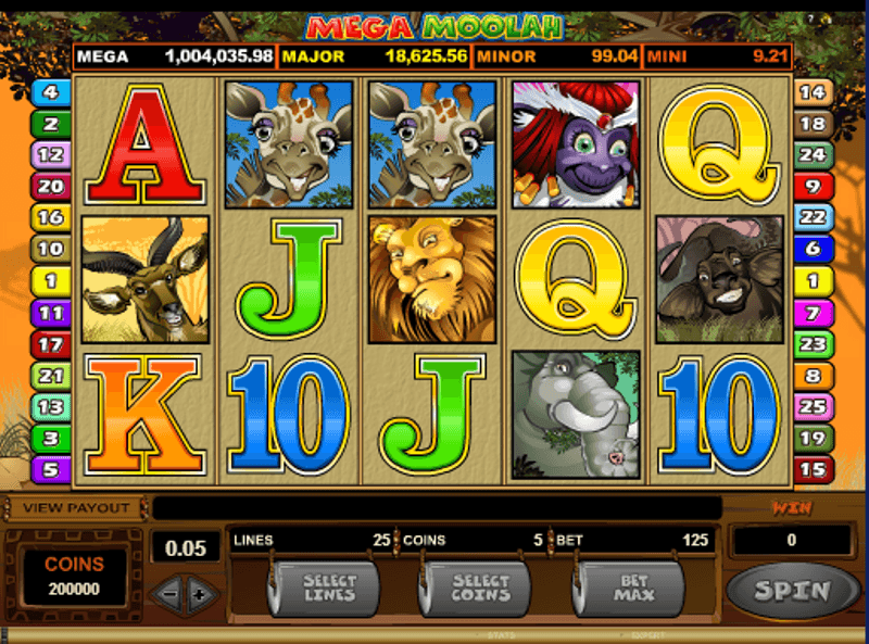 What is the minimum bet in Mega Moolah?