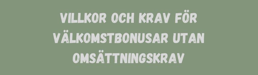 villkor och krav för välkomstbonusar utan omsättningskrav