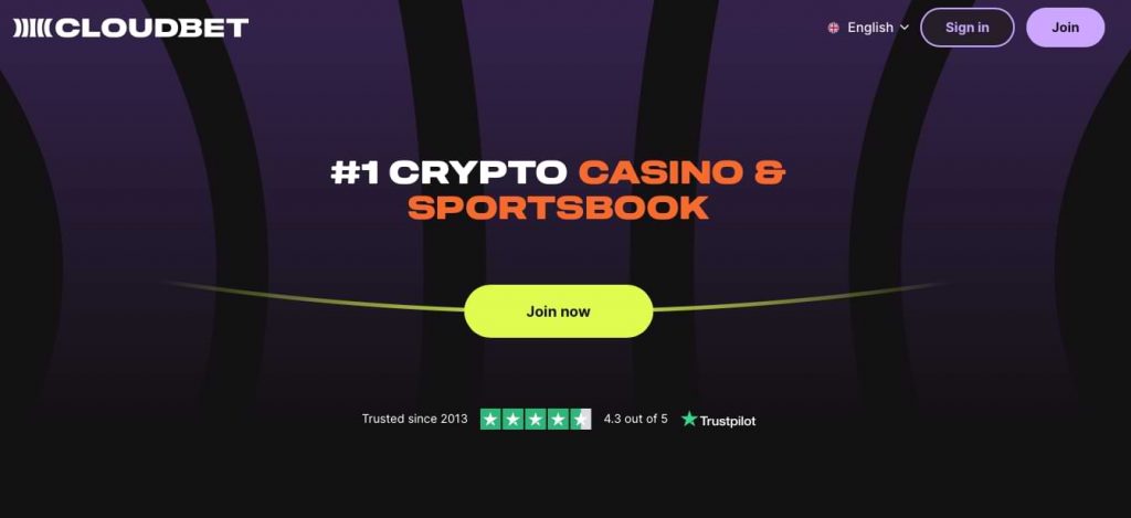 Cloudbet krypto hemsida