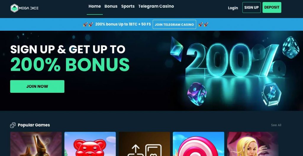 Mega Dice casino hemsida