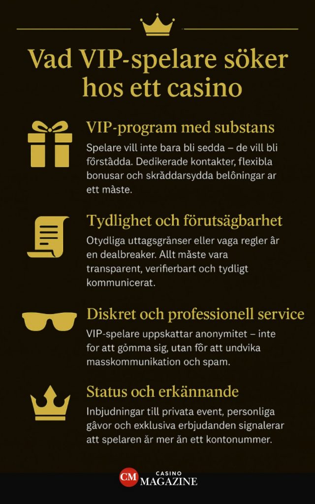 Vad VIP-spelare söker hos ett casino infografik