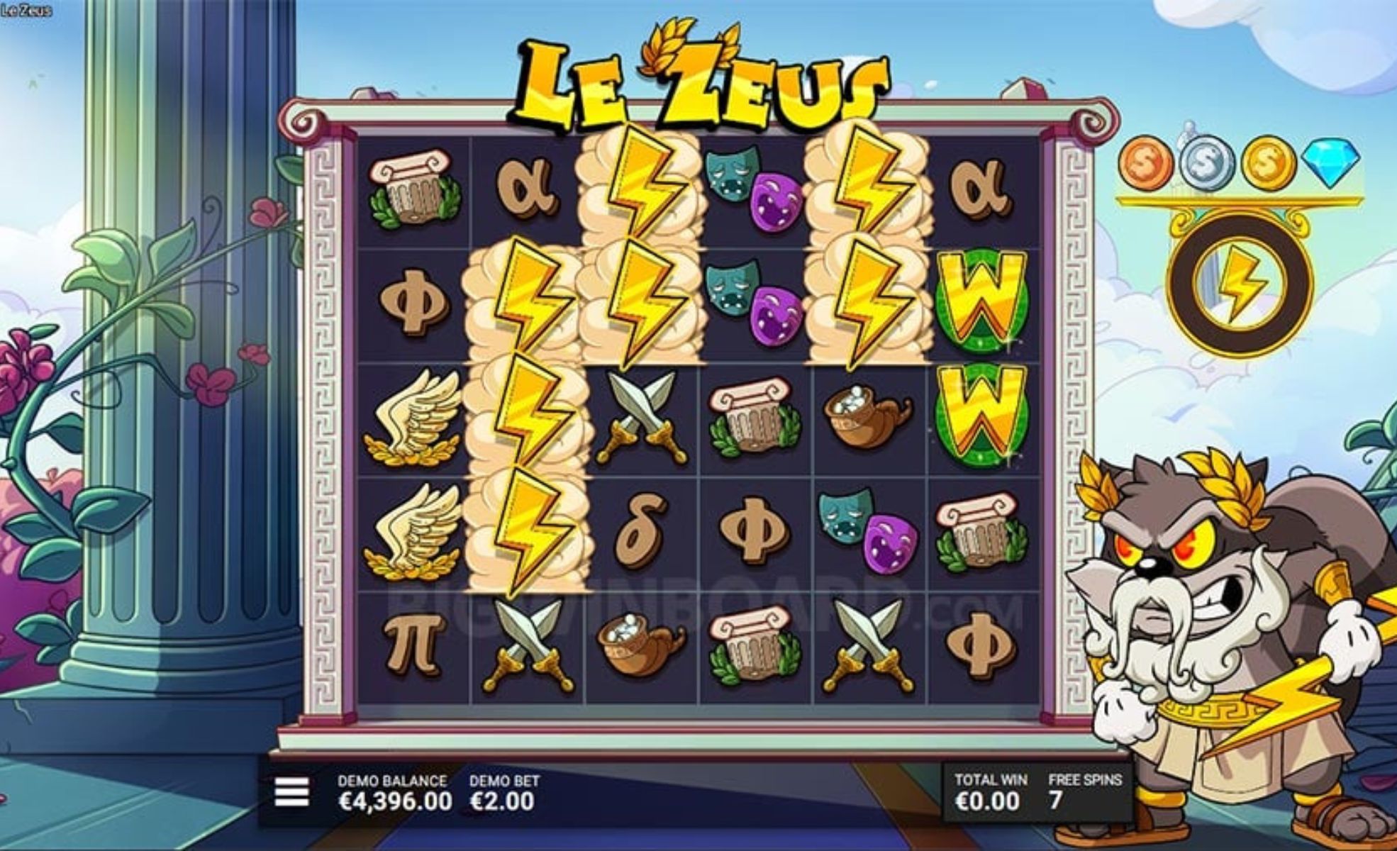 Le Zeus slot Hacksaw Gaming spelplan