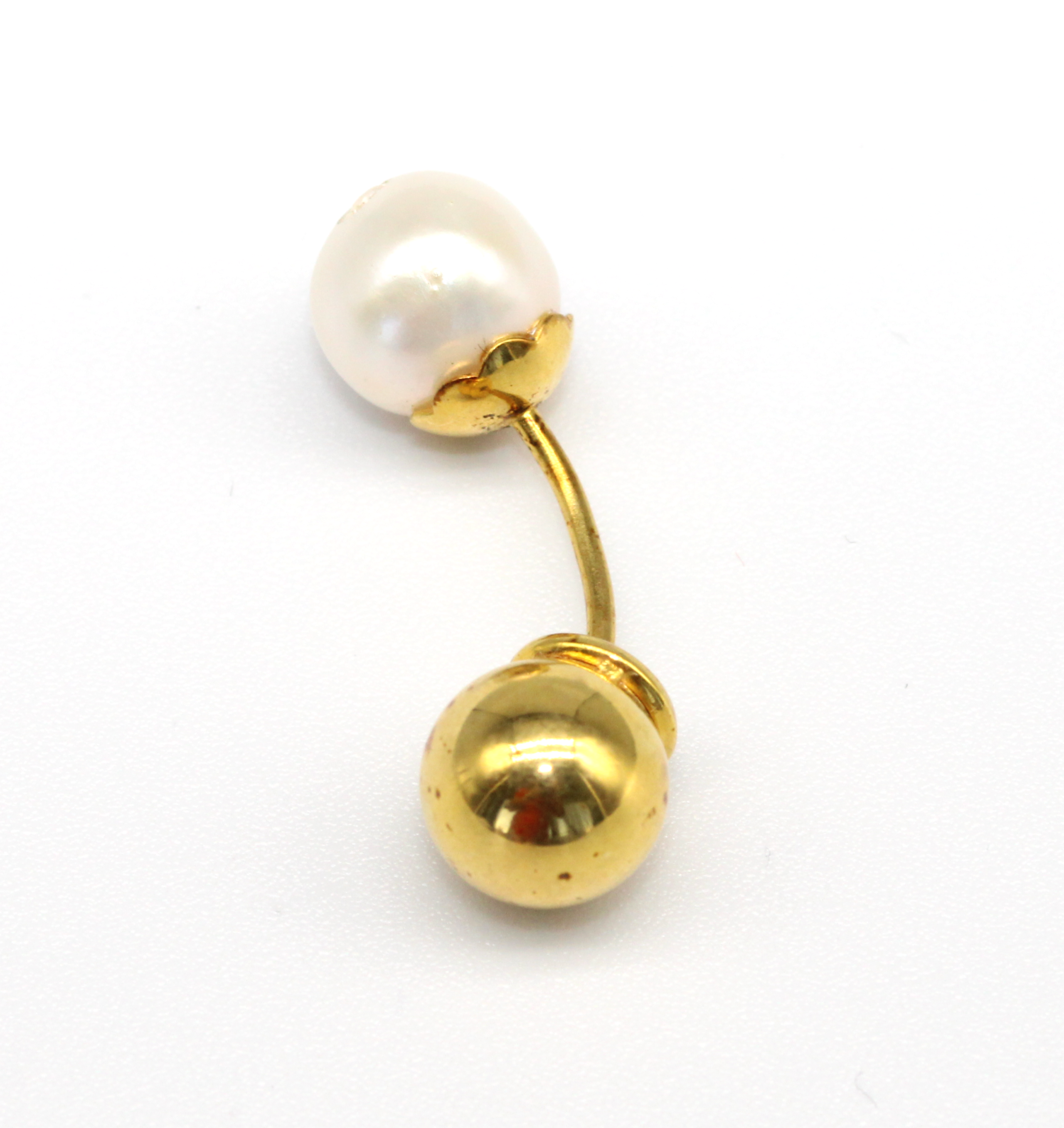 21 karat guld navlepiercing med perle (21NAV001) - Gold