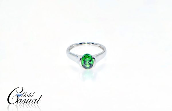 Silver ring green WEB