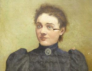 Portrait de dame, huile sur toile (déchirure)