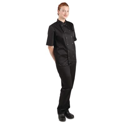 Whites Vegas Unisex Chefs Jacket Short Sleeve Black M