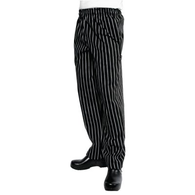 Chef Works Designer Baggy Pant Black and White Striped XS
