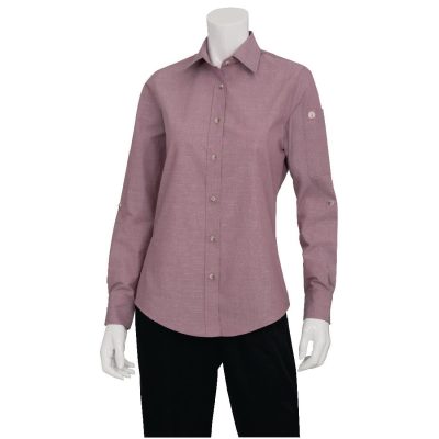 Chef Works Womens Chambray Long Sleeve Shirt Dusty Rose M