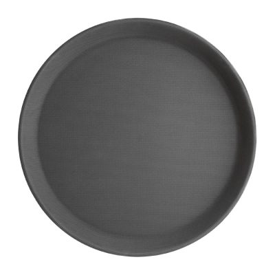 Olympia Kristallon Polypropylene Round Non-Slip Tray Black 280mm