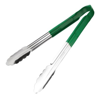 Hygiplas Colour Coded Green Serving Tongs 11″