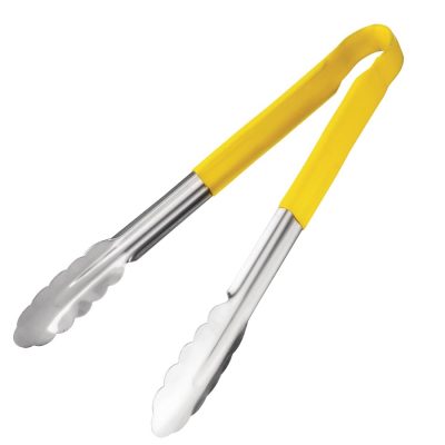 Hygiplas Colour Coded Yellow Serving Tongs 11″