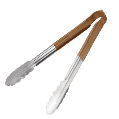 Hygiplas Colour Coded Brown Serving Tongs 11″