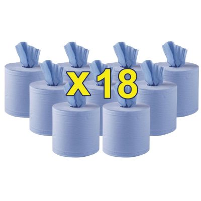 Jantex Centrefeed Blue Rolls 2-Ply 120m (Pack of 18)
