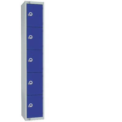 Elite Five Door Electronic Combination Locker with Sloping Top Blue