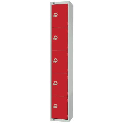 Elite Five Door Manual Combination Locker Locker Red
