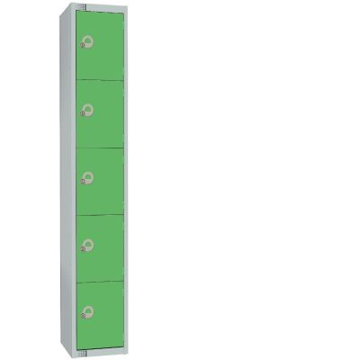 Elite Five Door Manual Combination Locker Locker Green with Sloping Top