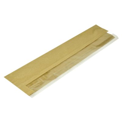 Vegware Compostable Kraft Baguette Bags With PLA Window (Pack of 1000)