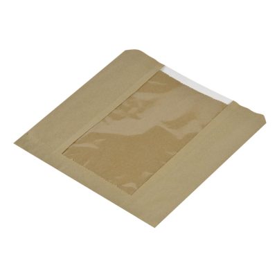 Vegware Compostable Kraft Sandwich Bags with NatureFlex Window Small (Pack of 1000)