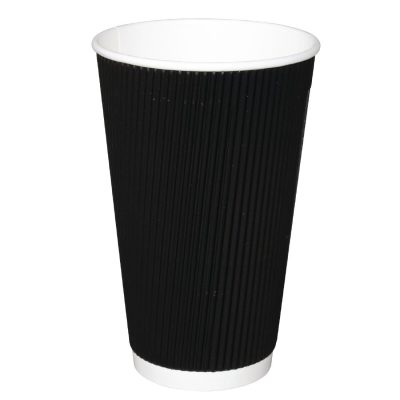 Fiesta Ripple Wall Takeaway Coffee Cups Black 455ml / 16oz (Pack of 25)