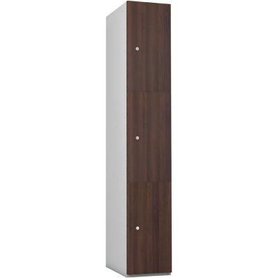 Timberbox Three Door Padlock Locker Walnut Finish