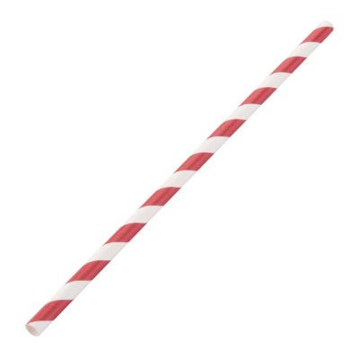 Fiesta Green Compostable Paper Straws Red Stripes (Pack of 250)